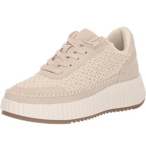 Dolce Vita Fredi Woven Knit & Suede Upper Cushioned Flatform Neutral Sneaker